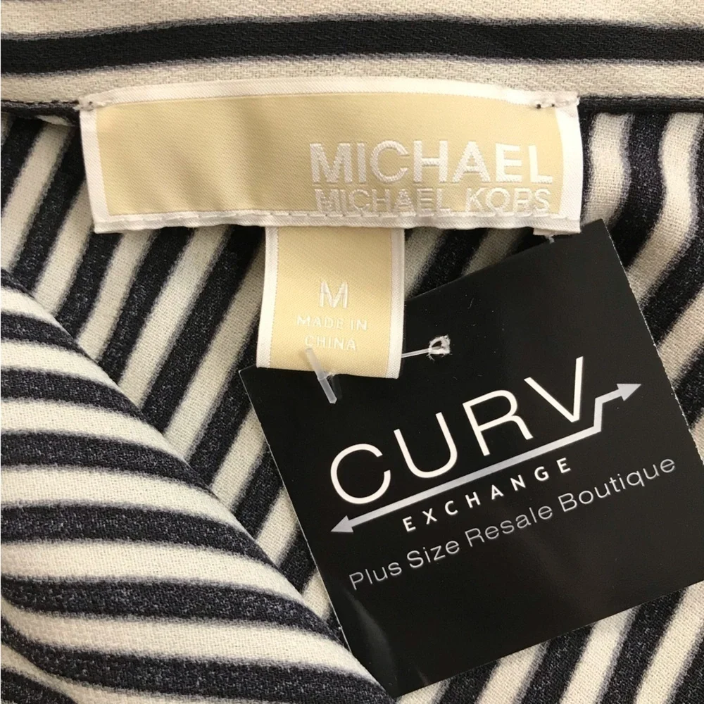 Michael Kors Oversized Black and White Striped Button-Up Blouse - Size Medium